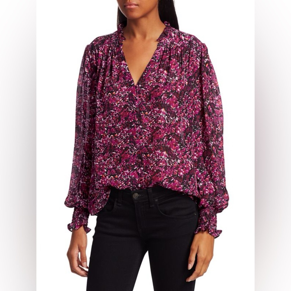 Parker Daniella Printed Silk Blend Blouse in Presley Mosaic NWT